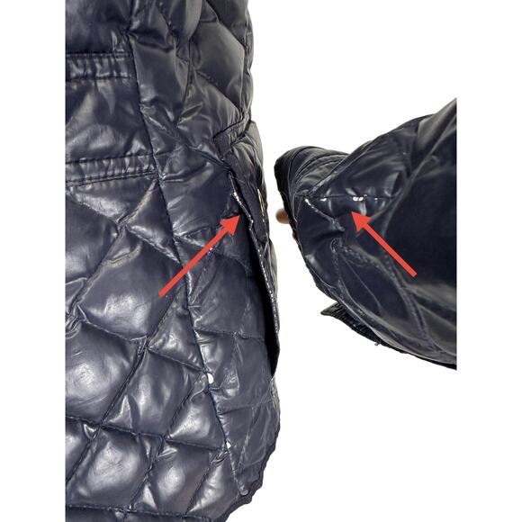 J. Crew Shiny Downtown Quilted Field Puffer Jacket Navy Blue C8548 Size S - Picture 8 of 16